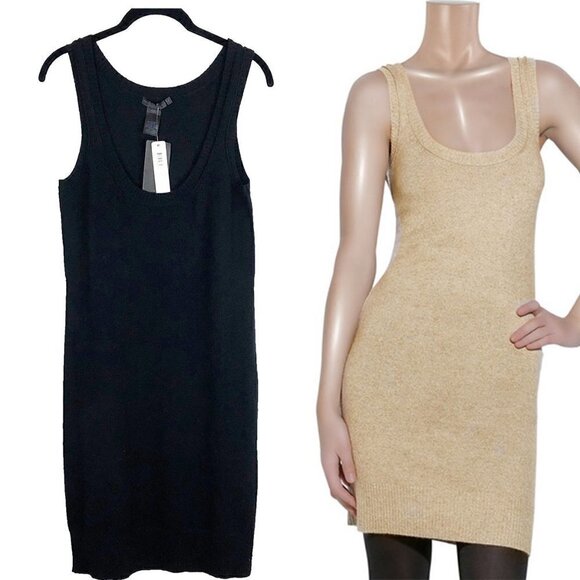 NWT Donna Karan Black Label Sweater Dress Black Cashmere-Blend Tank Women's M - Picture 1 of 8